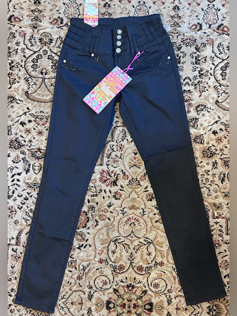 Kalowa  Colombian Style Jeans women Black Levenda Cola size 5 butt lifted NEW